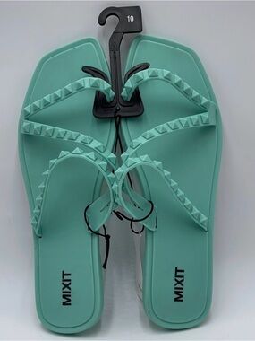 NWT Mixit Women's Green Jelly Flip-Flops - Size 10